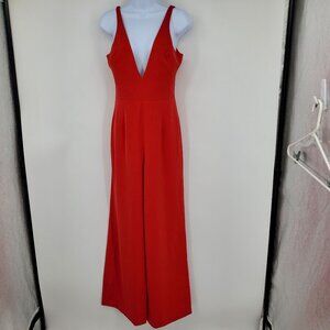 House of London Natalia Red Wide Leg Low Back V Neck Formal Jumpsuit‎ Small